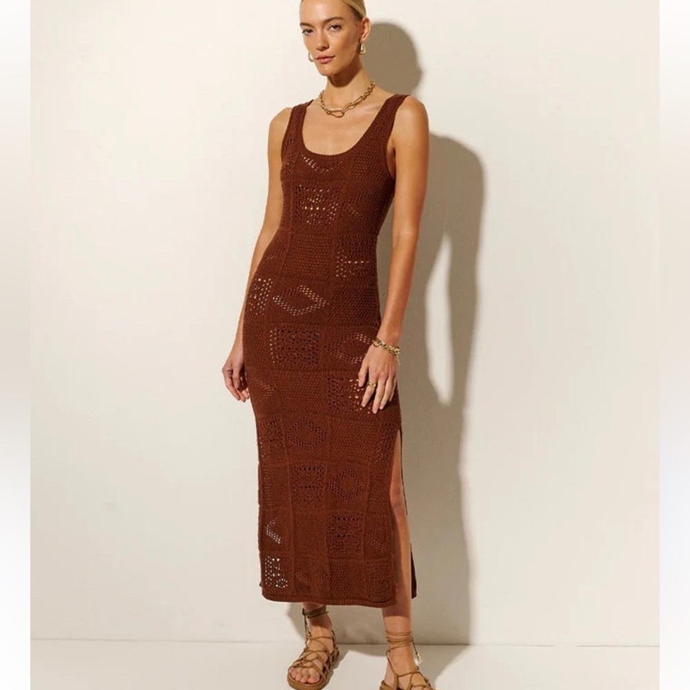 NWT Kivari Clementine Crochet Midi Dress in Chocolate Sz 4 US - Picture 1 of 9